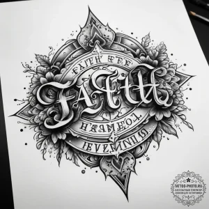 Tattoo sketch faith lettering, artistic tatto... - эскиз тату (№1757437579_0, 09.09.2025 17:06) — tattoo-photo.ru