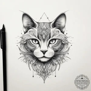 Tattoo sketch cosmic cat, artistic tattoo ske... - эскиз тату (№1757437772_0, 09.09.2025 17:09) — tattoo-photo.ru