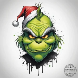 Tattoo sketch the grinch with a paw, tattoo f... - эскиз тату (№1757438552_0, 09.09.2025 17:22) — tattoo-photo.ru