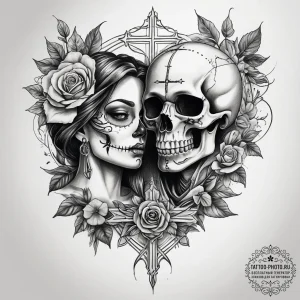 Tattoo sketch two figures embracing in a fine... - эскиз тату (№1757439735_0, 09.09.2025 17:42) — tattoo-photo.ru