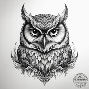 Tattoo sketch new school сова - эскиз тату (№1757439938_0, 09.09.2025 17:45) — tattoo-photo.ru