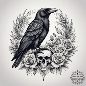 Tattoo sketch puns a raven that says "i'm a r... - эскиз тату (№1757440916_0, 09.09.2025 18:01) — tattoo-photo.ru