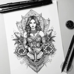 Tattoo sketch bartender a person mixing a dri... - эскиз тату (№1757441902_0, 09.09.2025 18:18) — tattoo-photo.ru