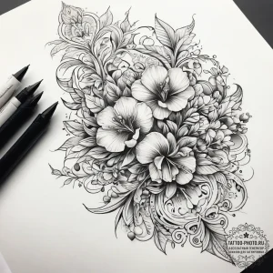 Tattoo sketch sweet pea, tattoo flash sheet d... - эскиз тату (№1757442876_0, 09.09.2025 18:34) — tattoo-photo.ru