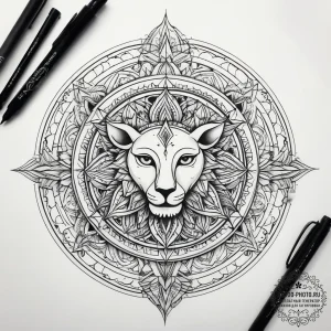 Tattoo sketch зодиак, tattoo flash sheet desi... - эскиз тату (№1757447620_0, 09.09.2025 19:53) — tattoo-photo.ru