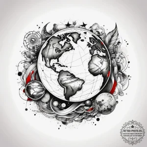 Tattoo sketch cosmic earth, tattoo drawing ou... - эскиз тату (№1757449798_0, 09.09.2025 20:29) — tattoo-photo.ru