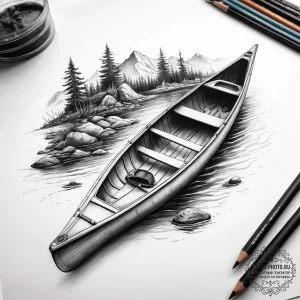 Tattoo sketch canoeing a canoe with a paddle,... - эскиз тату (№1757450001_0, 09.09.2025 20:33) — tattoo-photo.ru