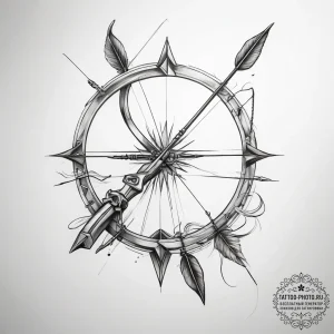 Tattoo sketch hunter bow and arrow - эскиз тату (№1757450984_0, 09.09.2025 20:49) — tattoo-photo.ru