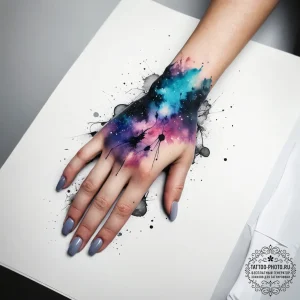 Tattoo sketch hands with a nebula, tattoo lin... - эскиз тату (№1757452766_0, 09.09.2025 21:19) — tattoo-photo.ru