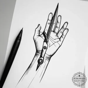 Tattoo sketch hands with a scissors, tattoo d... - эскиз тату (№1757456935_0, 09.09.2025 22:28) — tattoo-photo.ru