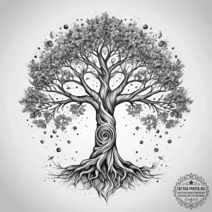 Tattoo sketch cosmic tree - эскиз тату (№1757460334_0, 09.09.2025 23:25) — tattoo-photo.ru