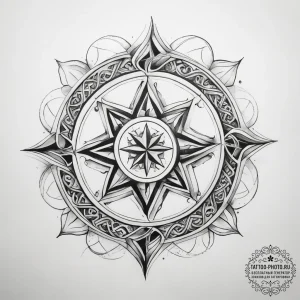 Tattoo sketch slavic spiral with a star - эскиз тату (№1757460928_0, 09.09.2025 23:35) — tattoo-photo.ru