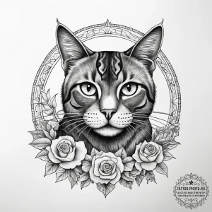 Tattoo sketch ladder with a cat, artistic tat... - эскиз тату (№1757461330_0, 09.09.2025 23:42) — tattoo-photo.ru