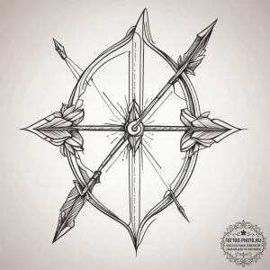 Tattoo sketch bow and arrow, concept art for... - эскиз тату (№1757466496_0, 10.09.2025 01:08) — tattoo-photo.ru