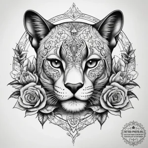 Tattoo sketch puma, concept art for tattoo, b... - эскиз тату (№1757466691_0, 10.09.2025 01:11) — tattoo-photo.ru