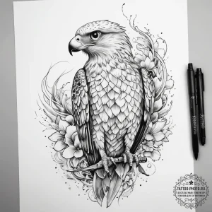 Tattoo sketch saker falcon, tattoo sketch des... - эскиз тату (№1757467091_0, 10.09.2025 01:18) — tattoo-photo.ru