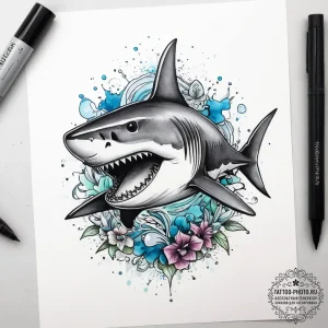 Tattoo sketch puns a shark that says "i'm a s... - эскиз тату (№1757468073_0, 10.09.2025 01:34) — tattoo-photo.ru