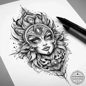 Tattoo sketch cosmic creation, tattoo sketch... - эскиз тату (№1757469842_0, 10.09.2025 02:04) — tattoo-photo.ru