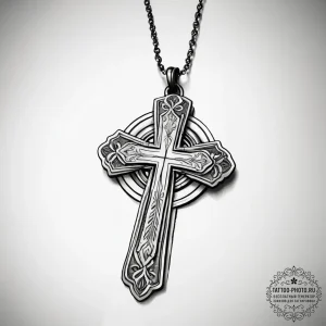 Tattoo sketch dog tags and a cross - эскиз тату (№1757470616_0, 10.09.2025 02:16) — tattoo-photo.ru