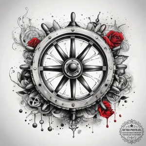 Tattoo sketch ship's wheel, artistic tattoo s... - эскиз тату (№1757471775_0, 10.09.2025 02:36) — tattoo-photo.ru