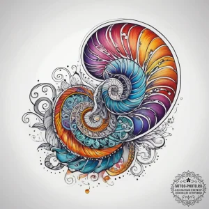 Tattoo sketch nautilus, ink illustration for... - эскиз тату (№1757472741_0, 10.09.2025 02:52) — tattoo-photo.ru