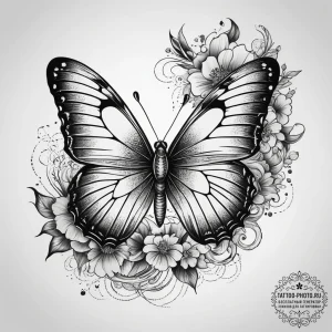 Tattoo sketch butterfly with patterns, tattoo... - эскиз тату (№1757472935_0, 10.09.2025 02:55) — tattoo-photo.ru