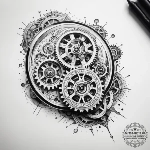 Tattoo sketch watch with gears - эскиз тату (№1757475839_0, 10.09.2025 03:43) — tattoo-photo.ru