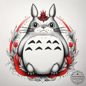 Tattoo sketch studio ghibli totoro, tattoo sk... - эскиз тату (№1757476034_0, 10.09.2025 03:47) — tattoo-photo.ru