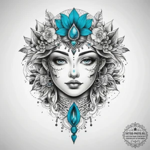 Tattoo sketch turquoise - эскиз тату (№1757477780_0, 10.09.2025 04:16) — tattoo-photo.ru