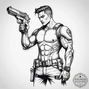 Tattoo sketch soldier with a raygun, tattoo d... - эскиз тату (№1757478748_0, 10.09.2025 04:32) — tattoo-photo.ru