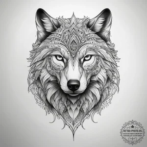 Tattoo sketch wolf, ink illustration for tatt... - эскиз тату (№1757479525_0, 10.09.2025 04:45) — tattoo-photo.ru