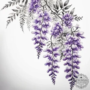 Tattoo sketch wisteria - эскиз тату (№1757480108_0, 10.09.2025 04:55) — tattoo-photo.ru