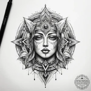 Tattoo sketch sacred identity, concept art fo... - эскиз тату (№1757480689_0, 10.09.2025 05:04) — tattoo-photo.ru
