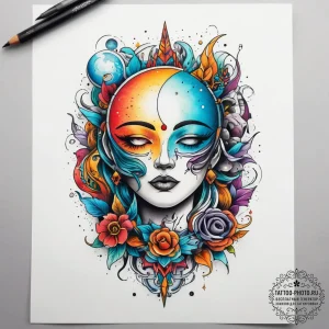Tattoo sketch backpack with a moon, concept a... - эскиз тату (№1757481660_0, 10.09.2025 05:21) — tattoo-photo.ru