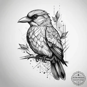 Tattoo sketch geometric bird, tattoo sketch d... - эскиз тату (№1757482049_0, 10.09.2025 05:27) — tattoo-photo.ru