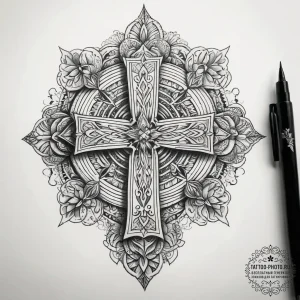 Tattoo sketch slavic embroidery pattern with... - эскиз тату (№1757484954_0, 10.09.2025 06:15) — tattoo-photo.ru