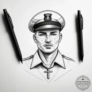 Tattoo sketch soldier with a sailor, tattoo d... - эскиз тату (№1757486702_0, 10.09.2025 06:45) — tattoo-photo.ru
