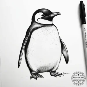 Tattoo sketch puns a penguin that says "i'm a... - эскиз тату (№1757487089_0, 10.09.2025 06:51) — tattoo-photo.ru