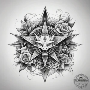 Tattoo sketch alatyr (eight-pointed star) wit... - эскиз тату (№1757490002_0, 10.09.2025 07:40) — tattoo-photo.ru