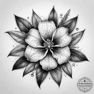 Tattoo sketch oleander, tattoo flash sheet de... - эскиз тату (№1757490581_0, 10.09.2025 07:49) — tattoo-photo.ru