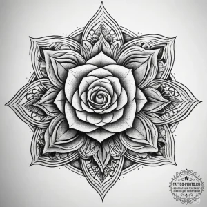 Tattoo sketch infinity symbol with a rose, ta... - эскиз тату (№1757492520_0, 10.09.2025 08:22) — tattoo-photo.ru