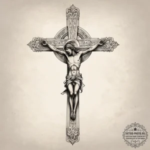 Tattoo sketch crucifix and scroll, tattoo ske... - эскиз тату (№1757496796_0, 10.09.2025 09:33) — tattoo-photo.ru