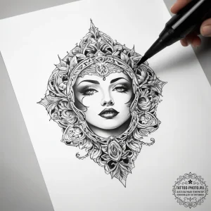 Tattoo sketch mirror with a reflection - эскиз тату (№1757497961_0, 10.09.2025 09:52) — tattoo-photo.ru