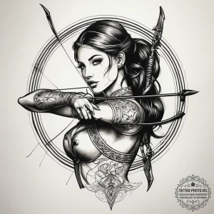 Tattoo sketch archer, tattoo line art, blackw... - эскиз тату (№1757499317_0, 10.09.2025 10:15) — tattoo-photo.ru