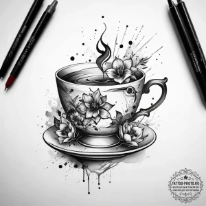 Tattoo sketch teacup tattoo, concept art for... - эскиз тату (№1757501647_0, 10.09.2025 10:54) — tattoo-photo.ru