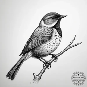 Tattoo sketch wren, tattoo sketch design, dot... - эскиз тату (№1757502035_0, 10.09.2025 11:00) — tattoo-photo.ru