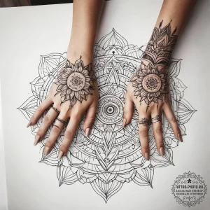 Tattoo sketch hands with a brush, tattoo draw... - эскиз тату (№1757502422_0, 10.09.2025 11:07) — tattoo-photo.ru