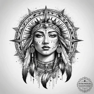 Tattoo sketch native american moon symbol, ta... - эскиз тату (№1757503585_0, 10.09.2025 11:26) — tattoo-photo.ru