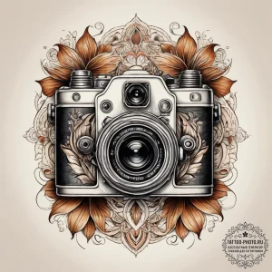 Tattoo sketch vintage camera with a photo, ta... - эскиз тату (№1757504360_0, 10.09.2025 11:39) — tattoo-photo.ru