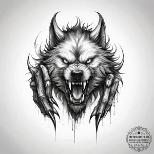 Tattoo sketch werewolf claw - эскиз тату (№1757506742_0, 10.09.2025 12:19) — tattoo-photo.ru